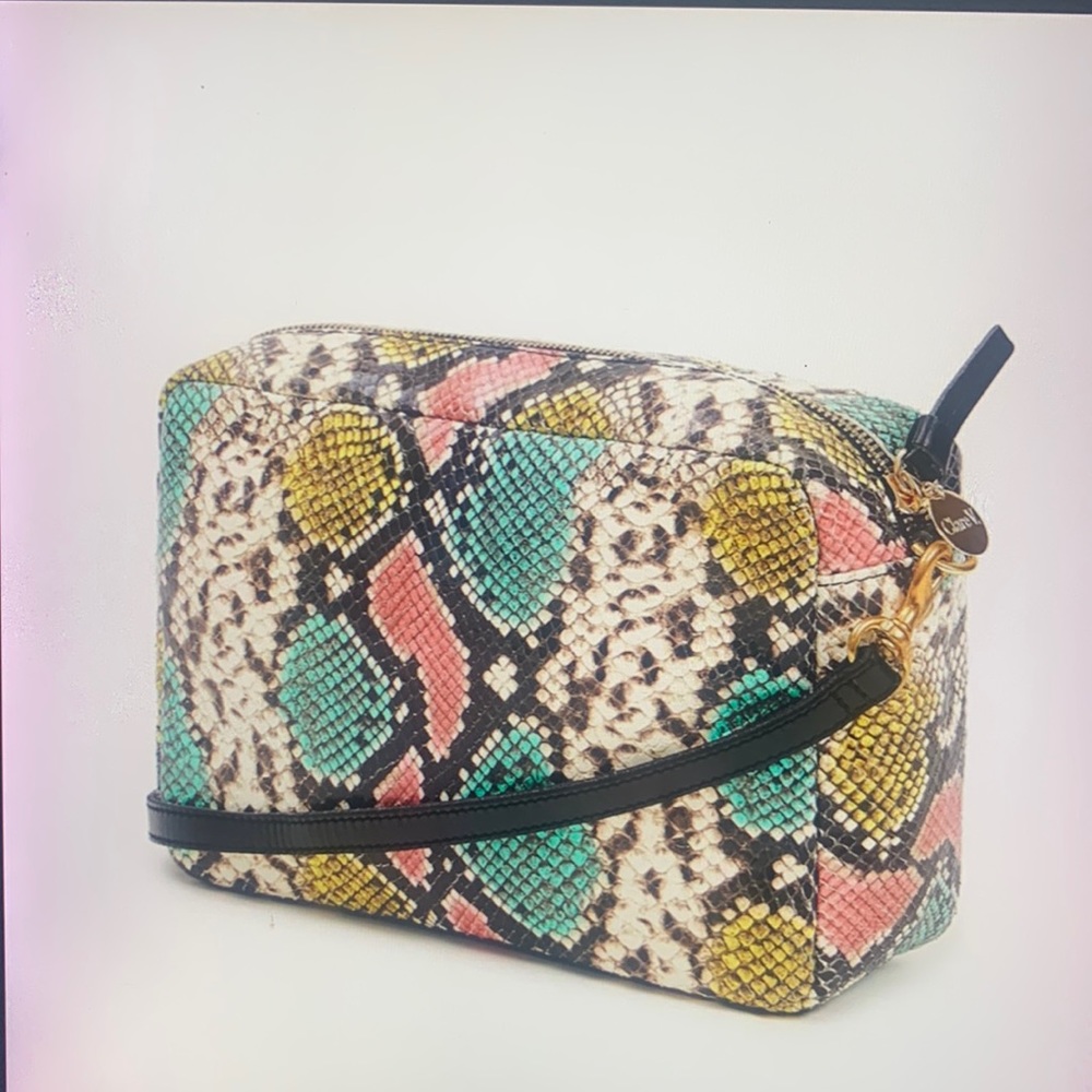 -CLARE V. MIDI Sac Pastel Painted snake Crossbody bag